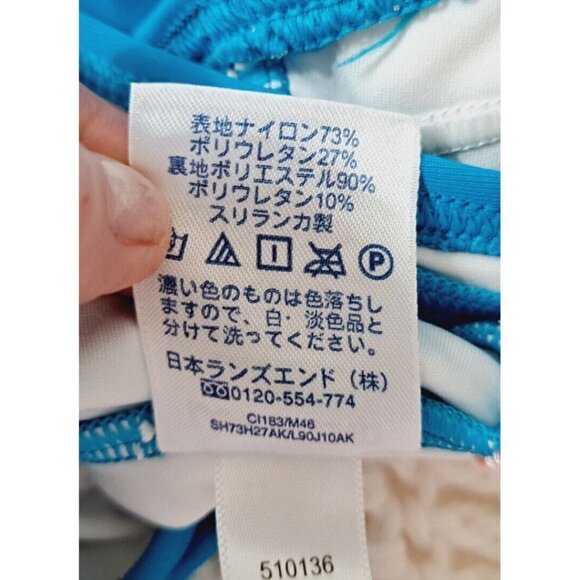 Lands' End Woman's 12 Turquoise Square Neck Fully Lined Classic Tank Swim Suit - Picture 8 of 9